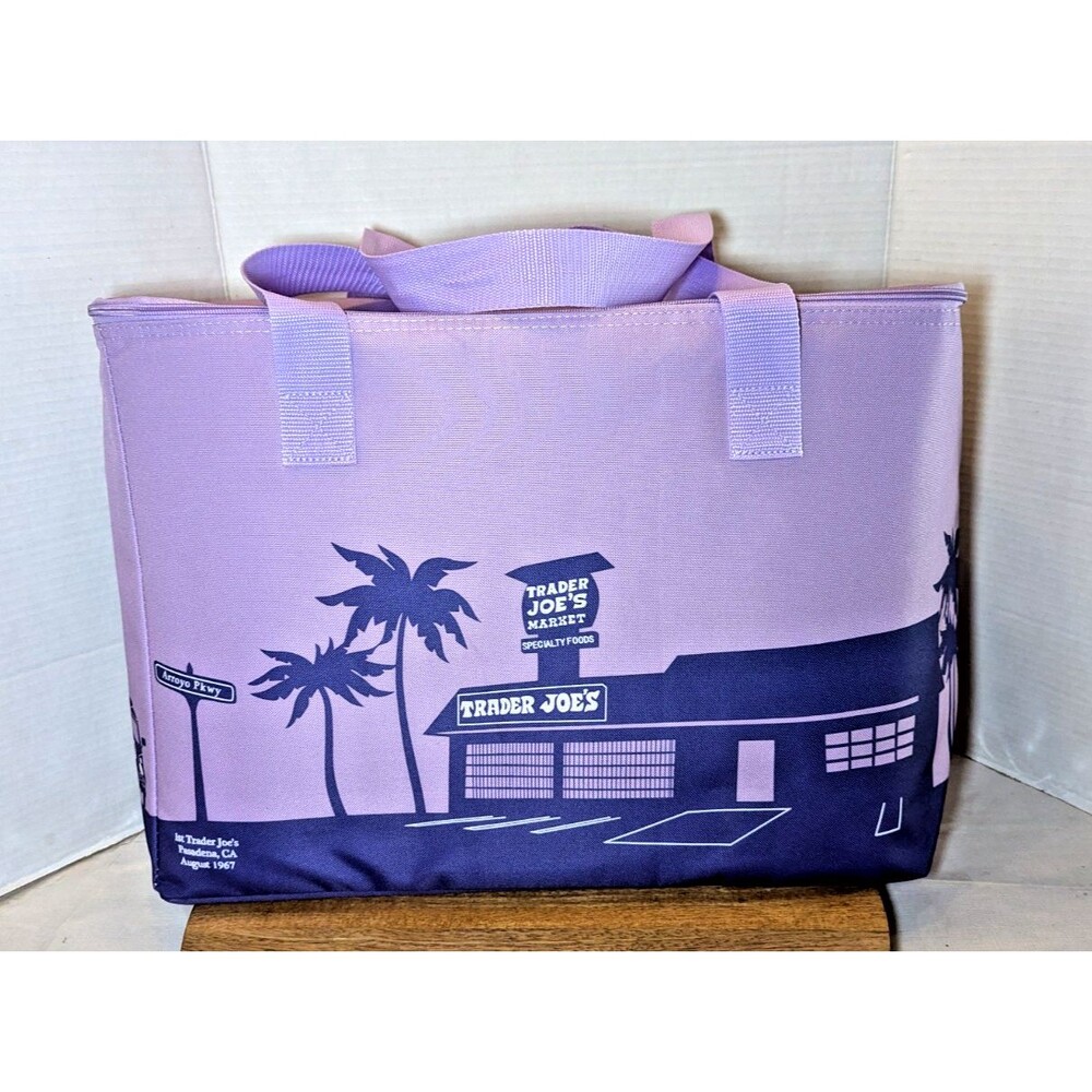 Trader Joe's Purple Haze Large Insulated Bag Top Load Tote Reusable Travel NWOT